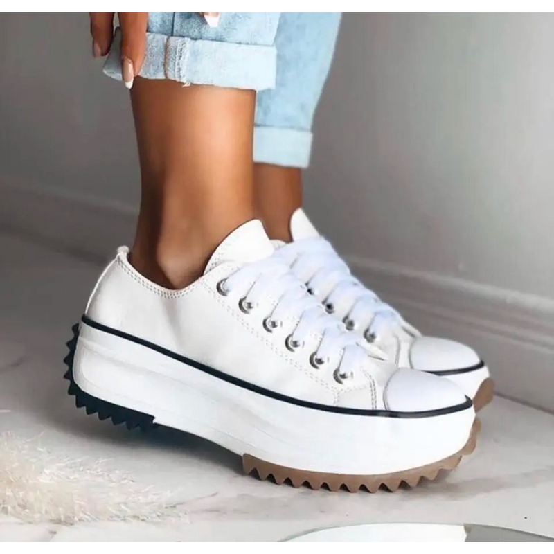 Damen Plateau Sneaker mit Keilabsatz und Schnürung-Luzern Mode