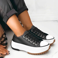 Damen Plateau Sneaker mit Keilabsatz und Schnürung-Luzern Mode