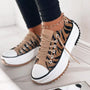 Damen Plateau Sneaker mit Keilabsatz und Schnürung-Tigerstreifen-35-Luzern Mode