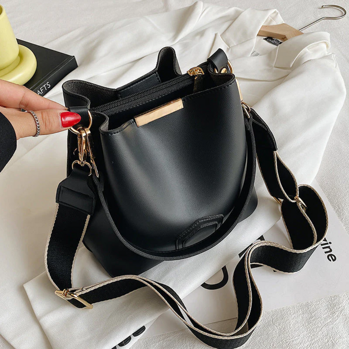 Luxuriöse Damenhandtasche mit verstellbarem Schultergurt-Schwarz -1-Luzern Mode