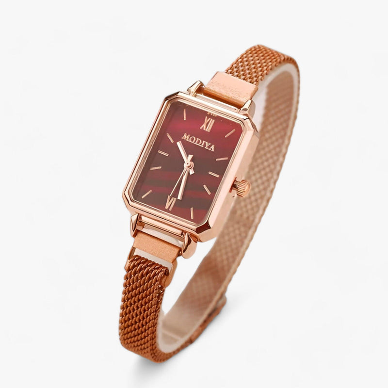 Luxus Damen Armbanduhr Set mit Mesh-Armband, 4-teilig-Rot-Luzern Mode