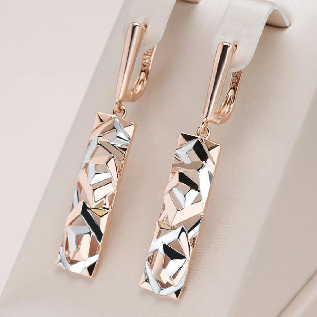 Ohrringe für Damen | Rechteckig | Gold und Silber | Stilvoll | Elegant-Luzern Mode