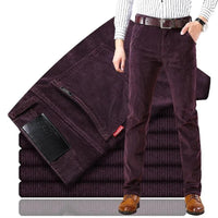 Herren Cordhose Retro-Design, Bequeme Passform, Modisch-Bordeauxrot-28-Luzern Mode