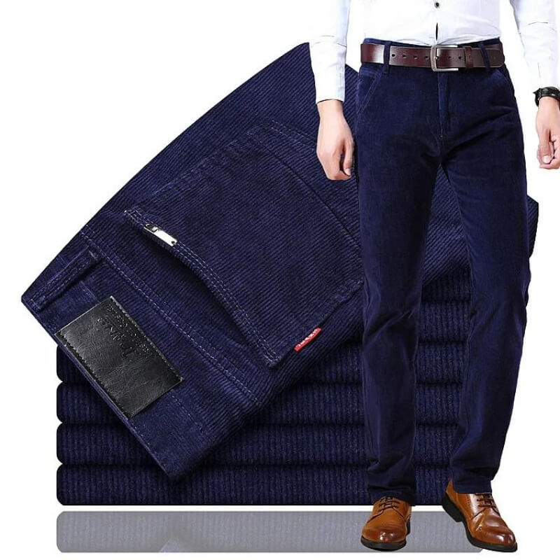 Herren Cordhose Retro-Design, Bequeme Passform, Modisch-Dunkelblau-28-Luzern Mode