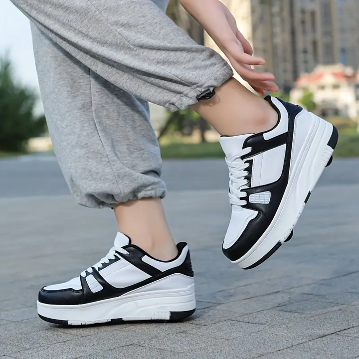Herren Sneaker mit Rollen - Bequeme Rollschuhe für Alltag-Schwarz-29-Luzern Mode