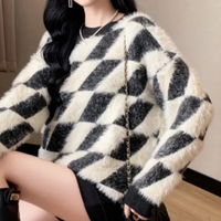 Kariertes Damenpullover aus Fleece - Weiches Winterdesign-Luzern Mode