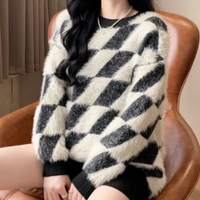 Kariertes Damenpullover aus Fleece - Weiches Winterdesign-Luzern Mode