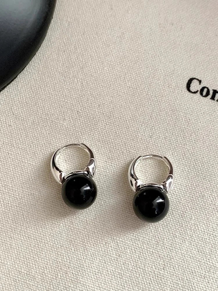 Schwarze Onyx Ohrringe | Silber Langlebig Edelstein Vielseitig Stilvoll-Luzern Mode