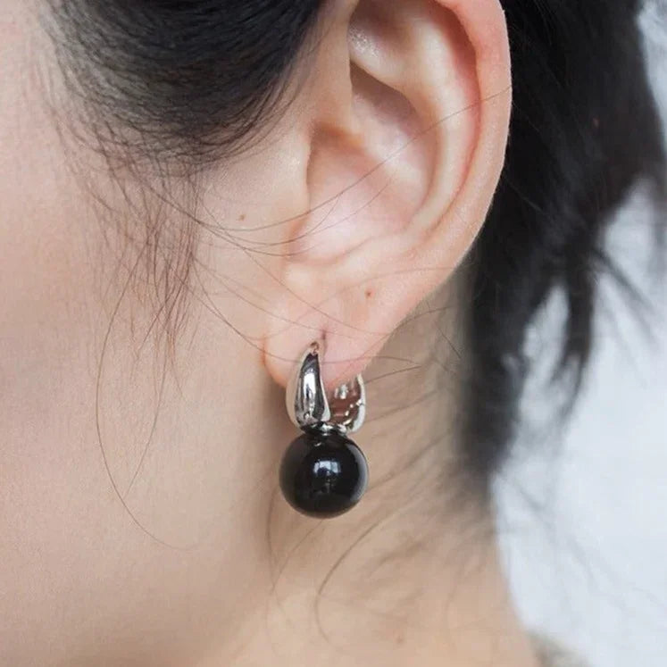 Schwarze Onyx Ohrringe | Silber Langlebig Edelstein Vielseitig Stilvoll-Luzern Mode