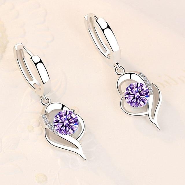 Ohrringe für Damen | Zirkon | Silber | Stilvoll | Perfektes Geschenk-Lila-Luzern Mode