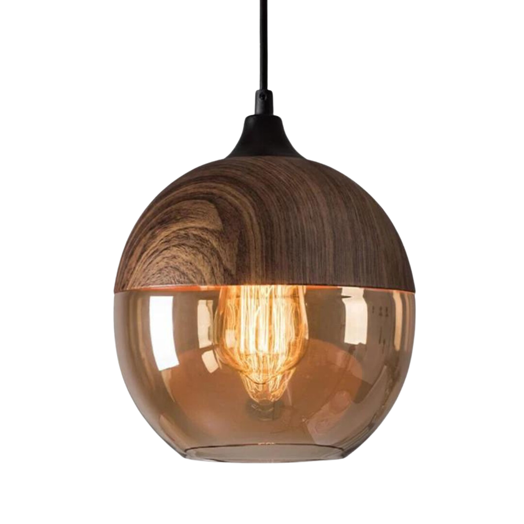 Deckenleuchte | Glas Holz Skandinavisch Stilvoll Nachhaltig E27 Stimmungsvolles Licht-Type A-Luzern Mode