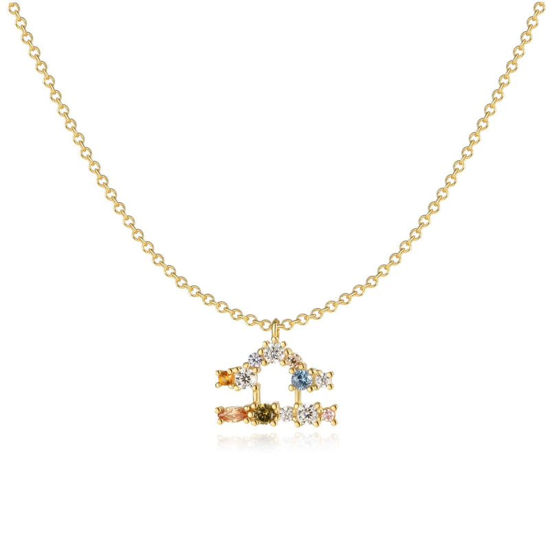 Sternzeichen-Kette | Silber Gold Stilvoll Einzigartig Verstellbar Langlebig-Gold-Waage-Luzern Mode