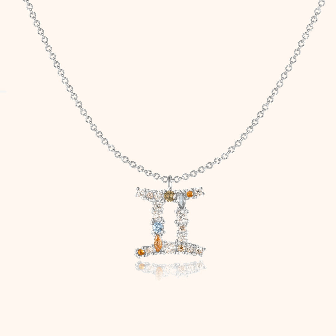 Sternzeichen-Kette | Silber Gold Stilvoll Einzigartig Verstellbar Langlebig-Silber-Zwillinge-Luzern Mode