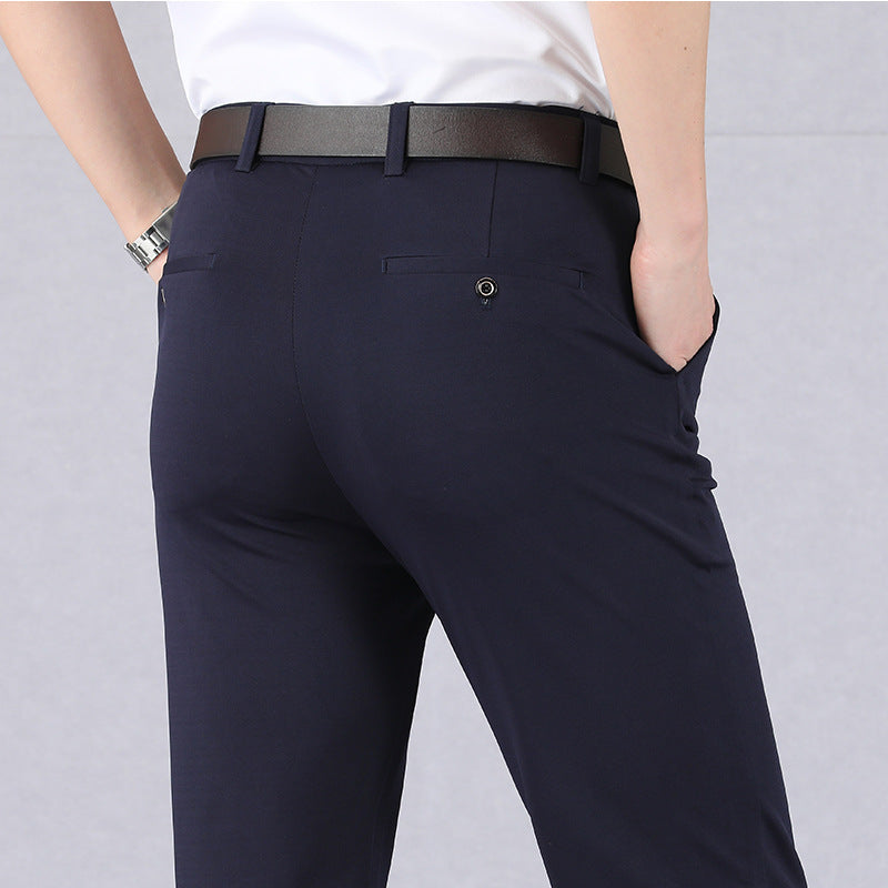 Herren Chinohose Business Casual Slim Fit Anzughose-Blau-29-Luzern Mode