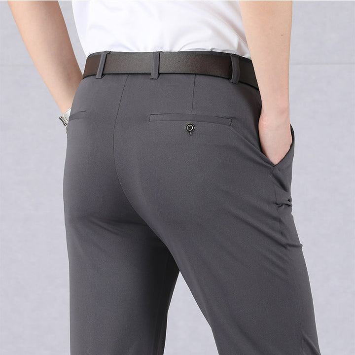 Herren Chinohose Business Casual Slim Fit Anzughose-Grau-29-Luzern Mode