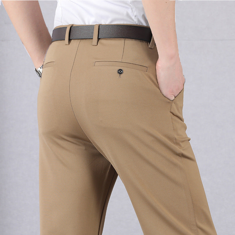 Herren Chinohose Business Casual Slim Fit Anzughose-Khaki-29-Luzern Mode