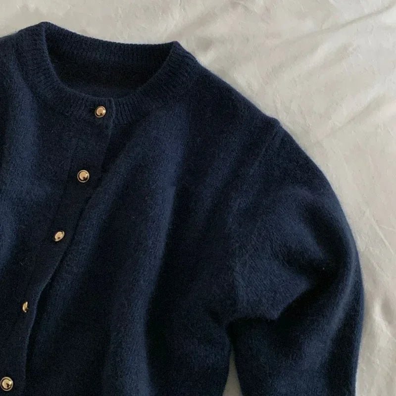 Damen Strickpullover mit Rundhalsausschnitt und Tasche-Luzern Mode