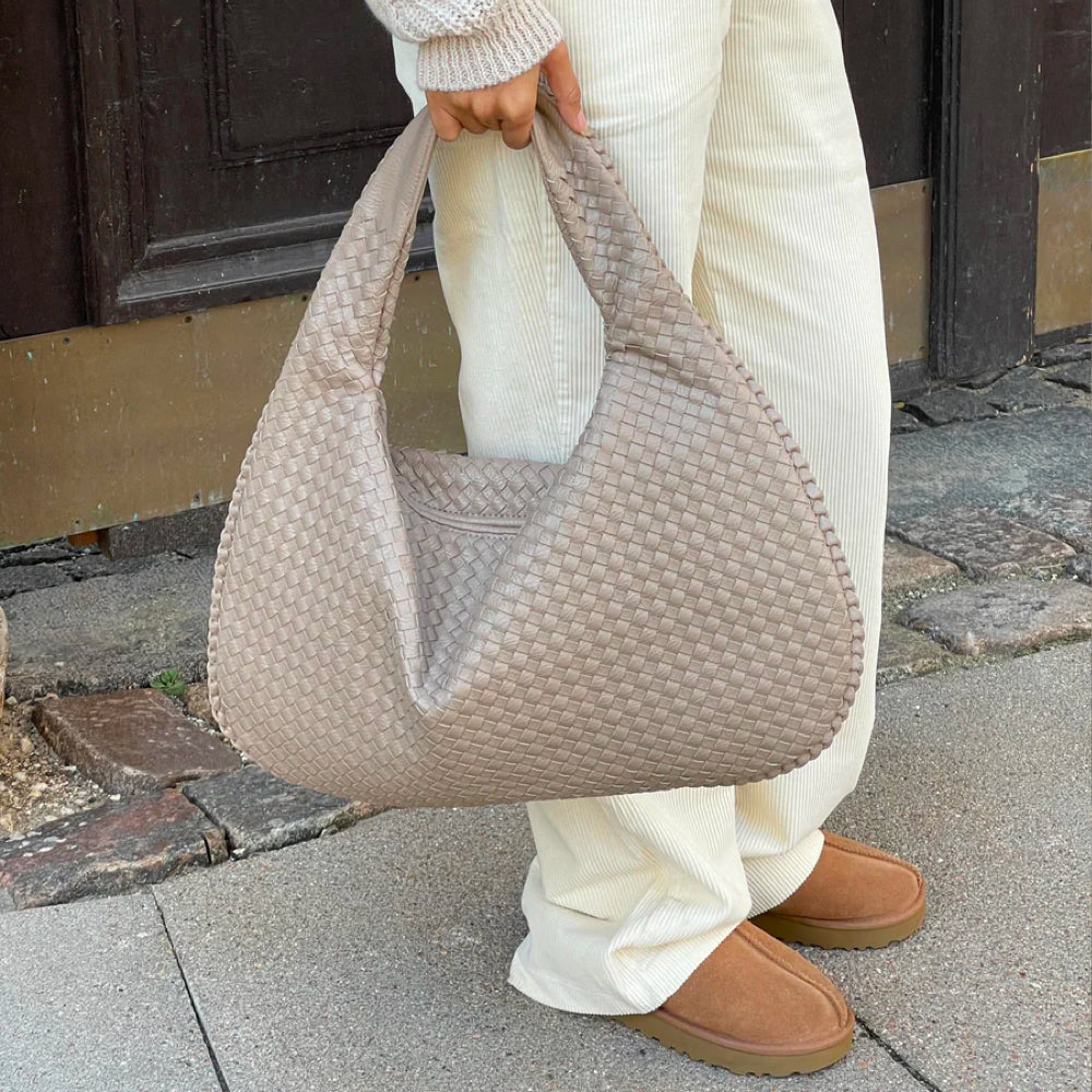 Geflochtene Damen Handtasche aus Leder für Alltag und Büro-Beige-Luzern Mode