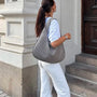 Geflochtene Damen Handtasche aus Leder für Alltag und Büro-Hellgrau-Luzern Mode