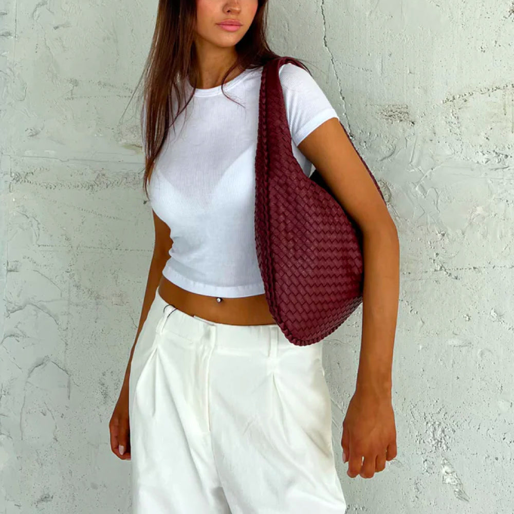 Geflochtene Damen Handtasche aus Leder für Alltag und Büro-Luzern Mode