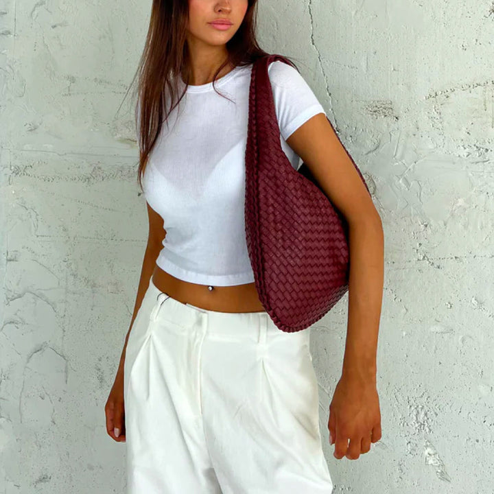 Geflochtene Damen Handtasche aus Leder für Alltag und Büro-Luzern Mode