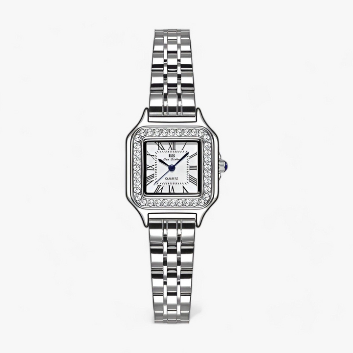 Luxus Damen Armbanduhr mit Strass und Edelstahlarmband-Zilber-Luzern Mode