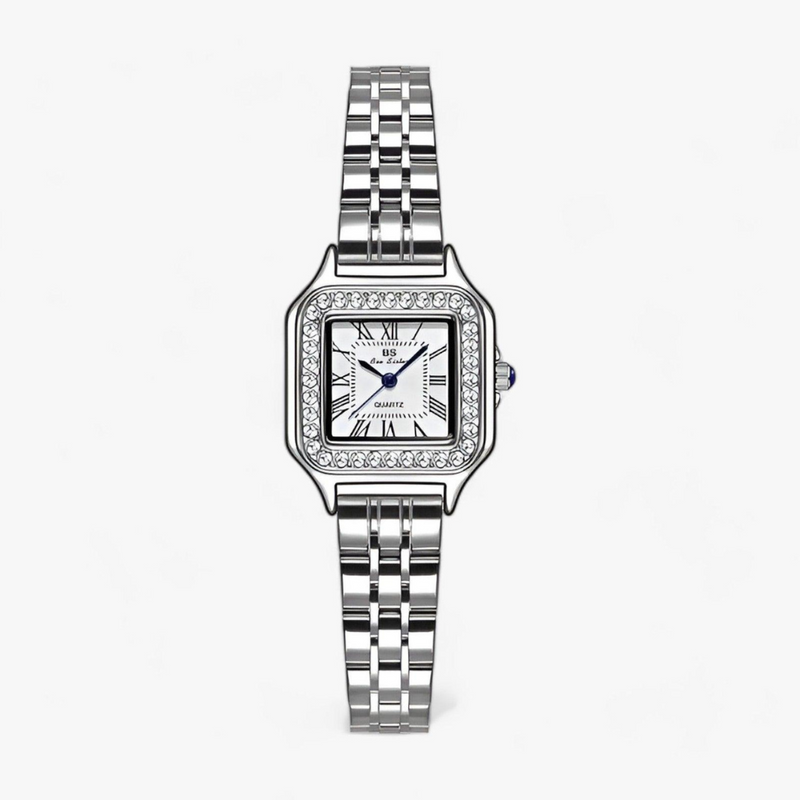 Luxus Damen Armbanduhr mit Strass und Edelstahlarmband-Zilber-Luzern Mode