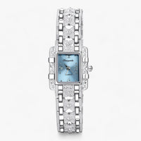 Damen Uhr | Subtil Rechteck Silber Stilvoll Langlebig Mit Steinen-Blau-Luzern Mode