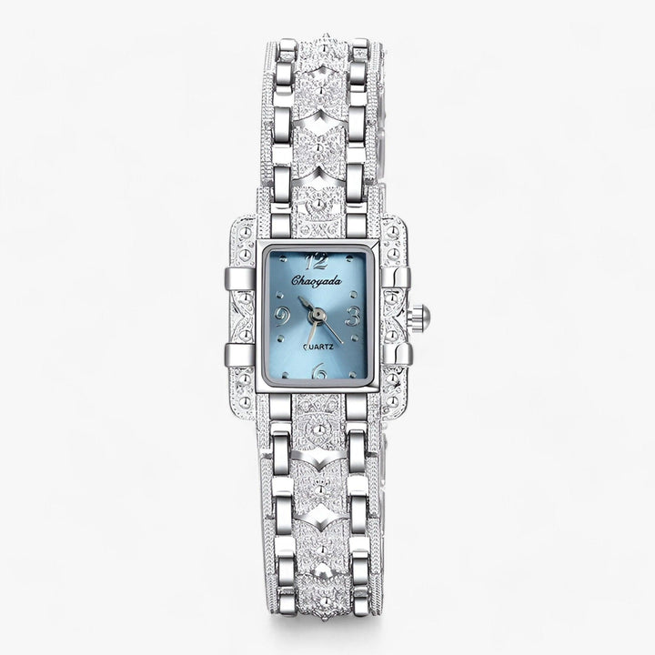 Damen Uhr | Subtil Rechteck Silber Stilvoll Langlebig Mit Steinen-Blau-Luzern Mode
