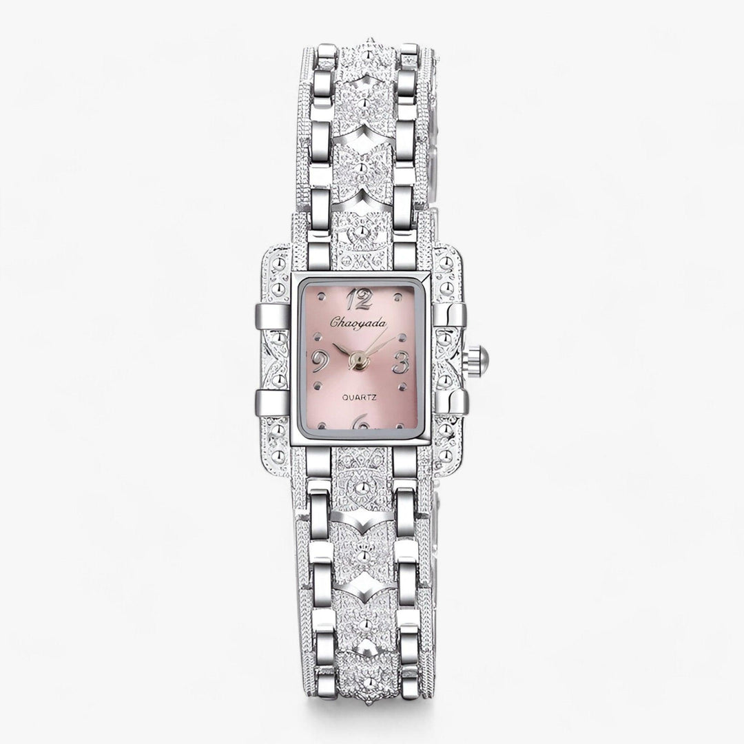 Damen Uhr | Subtil Rechteck Silber Stilvoll Langlebig Mit Steinen-Rosa-Luzern Mode