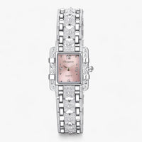 Damen Uhr | Subtil Rechteck Silber Stilvoll Langlebig Mit Steinen-Rosa-Luzern Mode