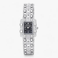 Damen Uhr | Subtil Rechteck Silber Stilvoll Langlebig Mit Steinen-Schwarz-Luzern Mode