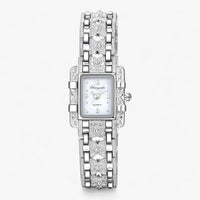 Damen Uhr | Subtil Rechteck Silber Stilvoll Langlebig Mit Steinen-Weiß-Luzern Mode