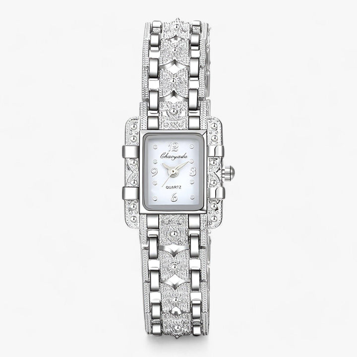 Damen Uhr | Subtil Rechteck Silber Stilvoll Langlebig Mit Steinen-Weiß-Luzern Mode