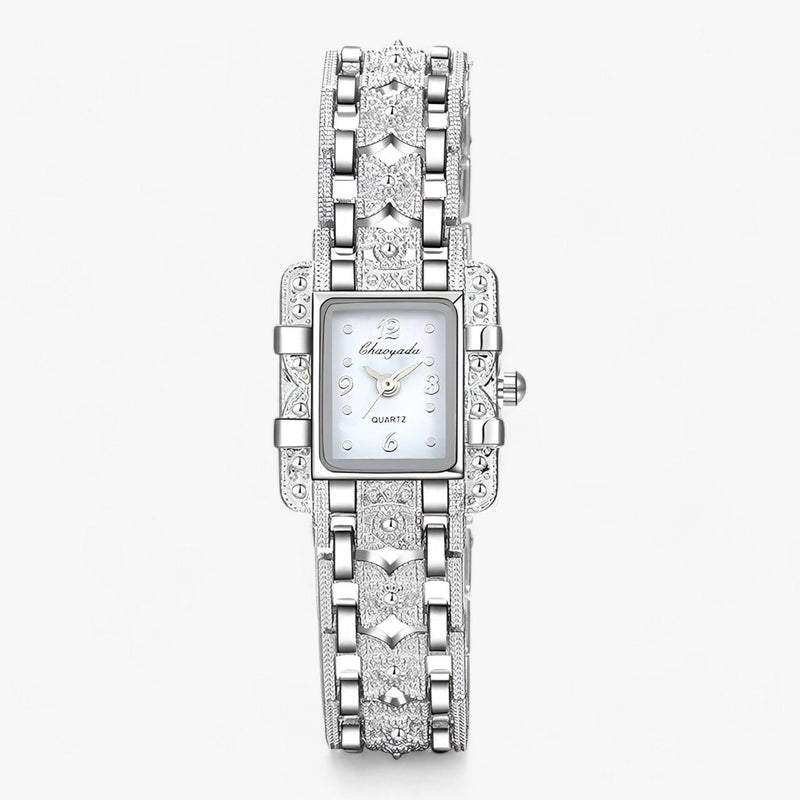 Damen Uhr | Subtil Rechteck Silber Stilvoll Langlebig Mit Steinen-Weiß-Luzern Mode