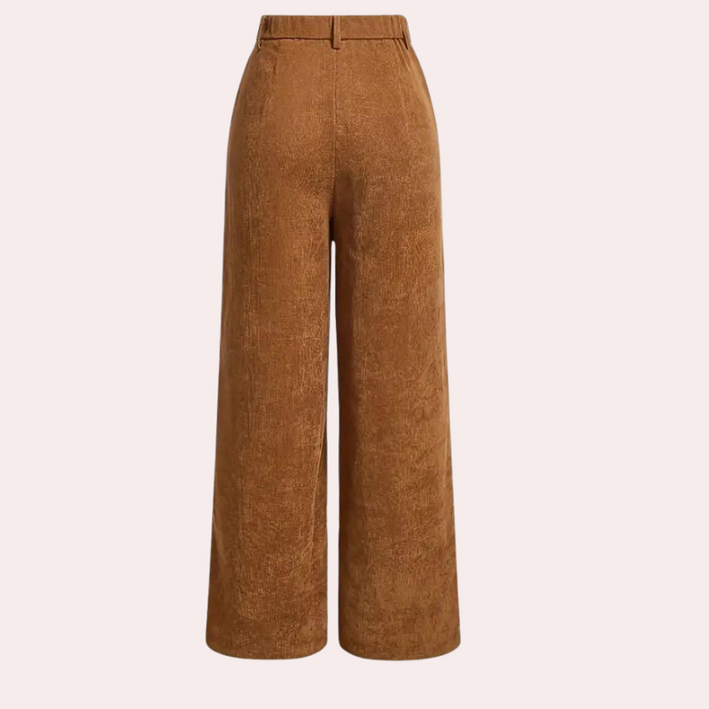 Damen High Waist Cordhose mit weitem Bein - Elegant & Bequem-Luzern Mode