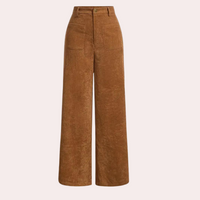 Damen High Waist Cordhose mit weitem Bein - Elegant & Bequem-XS-Luzern Mode