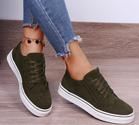 Damen Sneaker aus Wildleder mit Brogue-Details-Groen-36-Luzern Mode