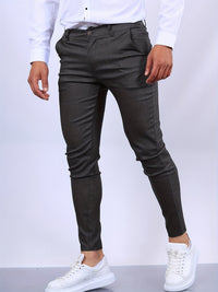 Herren Chinohose Slim Fit mit Stretch für Freizeit und Büro-Dunkelgrau-S-Luzern Mode