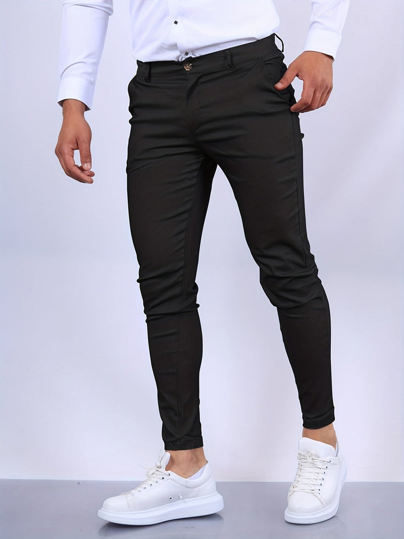 Herren Chinohose Slim Fit mit Stretch für Freizeit und Büro-Schwarz-S-Luzern Mode
