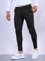 Herren Chinohose Slim Fit mit Stretch für Freizeit und Büro-Schwarz-S-Luzern Mode