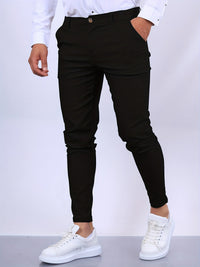 Herren Chinohose Slim Fit mit Stretch für Freizeit und Büro-Tiefschwarz-S-Luzern Mode