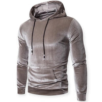 Herren Samt Hoodie Rückseite - Bequemer Kapuzenpullover-Grau-S-Luzern Mode