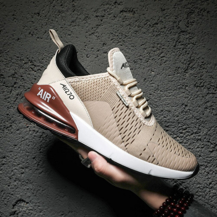 Unisex Sneaker mit Luftpolster-Sohle für Komfort und Stil-Braun/Weiß-39-Luzern Mode