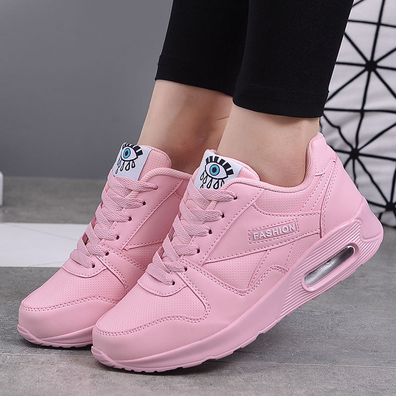 Damen Sneaker mit Augenmotiv - Bequeme Freizeitschuhe-Rosa-35-Luzern Mode