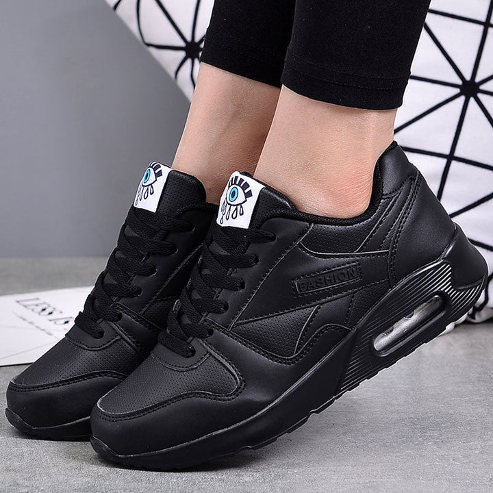 Damen Sneaker mit Augenmotiv - Bequeme Freizeitschuhe-Schwarz-35-Luzern Mode