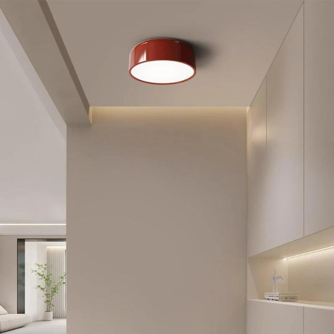 Runde Deckenleuchte | Vintage Dimmbar LED Energiesparend Langlebig Stilvoll-Rot-Kaltweiß-Luzern Mode
