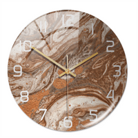 Wanduhr | Marmoroptik Stilvoll Einzigartig Vielseitig Atmosphärisch Langlebig-Braun Kupfer-Luzern Mode