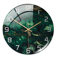 Wanduhr | Marmoroptik Stilvoll Einzigartig Vielseitig Atmosphärisch Langlebig-Dunkelgrün-Luzern Mode