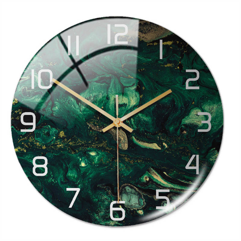 Wanduhr | Marmoroptik Stilvoll Einzigartig Vielseitig Atmosphärisch Langlebig-Dunkelgrün-Luzern Mode